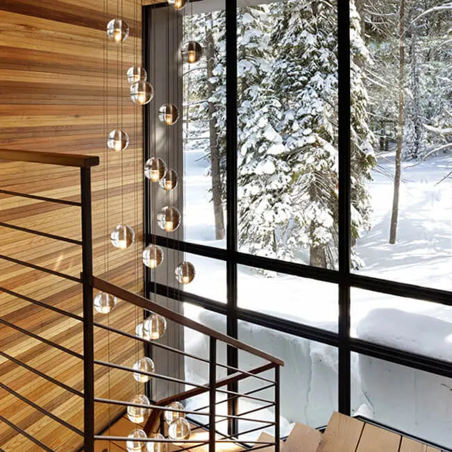 Modern Luxury Staircase Crystal Orb Ball Shade LED Loft Chandelier Lumendat