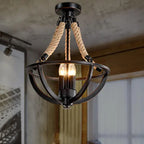 Vintage Industrial Iron Twine 3-light Island Light Chandelier BulbSquare