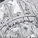 Contemporary Luxury Stainless Steel Frame Double Crystal Rings 1-Light Semi-Flush Mount Ceiling Light For Living Room