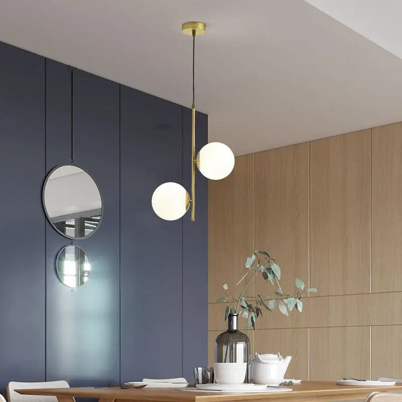 Nordic Minimalist Glass Ball Branch 2-light Chandelier BulbSquare