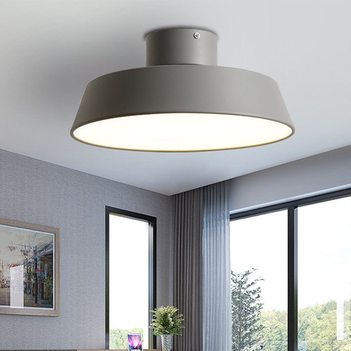 Nordic Minimalist Round Pot Iron LED Flush Mount Ceiling Light BulbSquare
