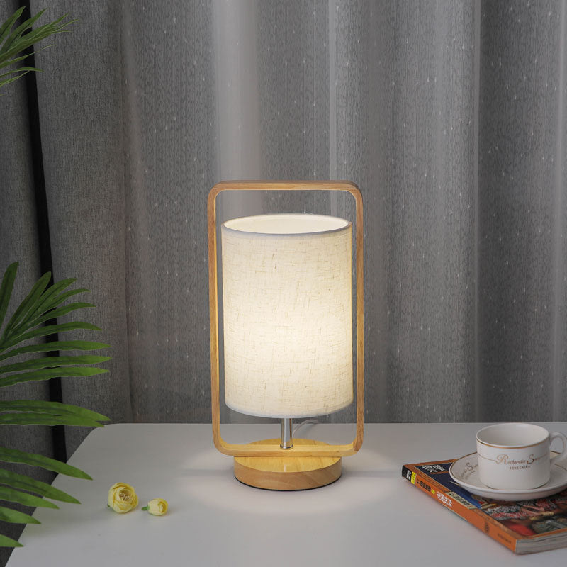 Modern Minimalist Wood Cloth Portable LED Night Light Table Lamp Lumendat