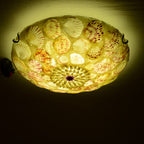 European Mediterranean Shell Art Round LED Flush Mount Ceiling Light Lumendat