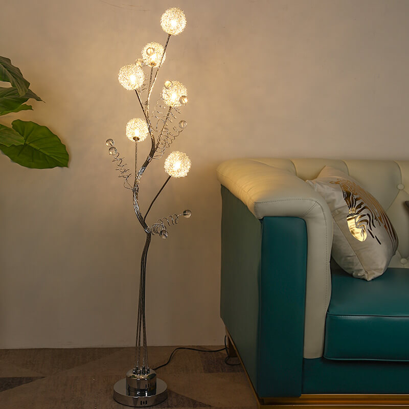 Creative Aluminum Weaving Balls Tree Branch Rustic Decor 6-Light Standing Floor Lamp Lumendat