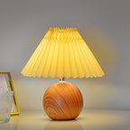 Nordic Vintage Pleated Wood Ball Base LED Table Lamp Lumendat