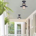 Outdoor Waterproof Iron Frosted Glass 1-Light Semi-Flush Mount Ceiling Light Lumendat