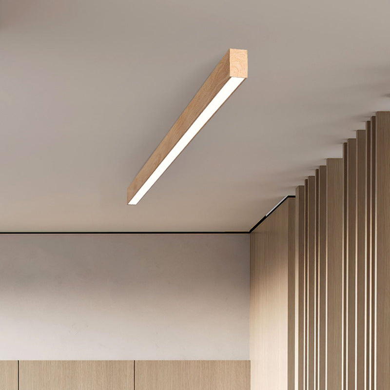 Modern Minimalist Wood Grain Aluminum Strips LED Flush Mount Ceiling Light BulbSquare