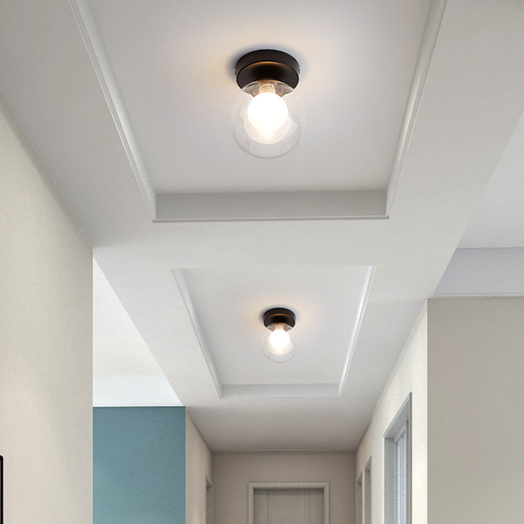 Modern Simple Glass Round Ball 1-Light Semi-Flush Mount Ceiling Light Lumendat