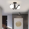 Contemporary Nordic Branch Orb Glass Iron 2-Light Semi-Flush Mount Ceiling Light For Bedroom
