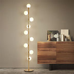 Contemporary Scandinavian Cylindrical Metal Glass 9-Light Standing Floor Lamp For Living Room Lumendat