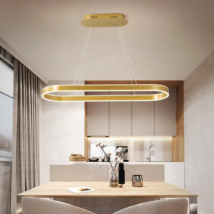 Modern Minimalist Light Luxury Oval Aluminum LED Chandelier BulbSquare