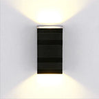 Modern Pure Black Rectangular Waterproof Aluminum LED Wall Sconce Lamp