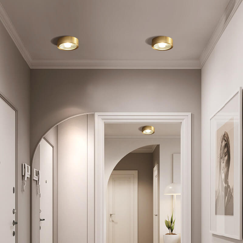 Nordic Light Luxury All Copper Ultra-thin LED Flush Mount Light BulbSquare