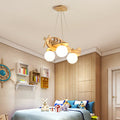 Lumendat Cartoon Creative Wooden Planes Magic Beans Glass 3-Light Kids Chandelier Lumendat