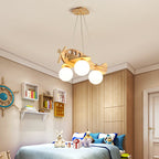 Lumendat Cartoon Creative Wooden Planes Magic Beans Glass 3-Light Kids Chandelier Lumendat