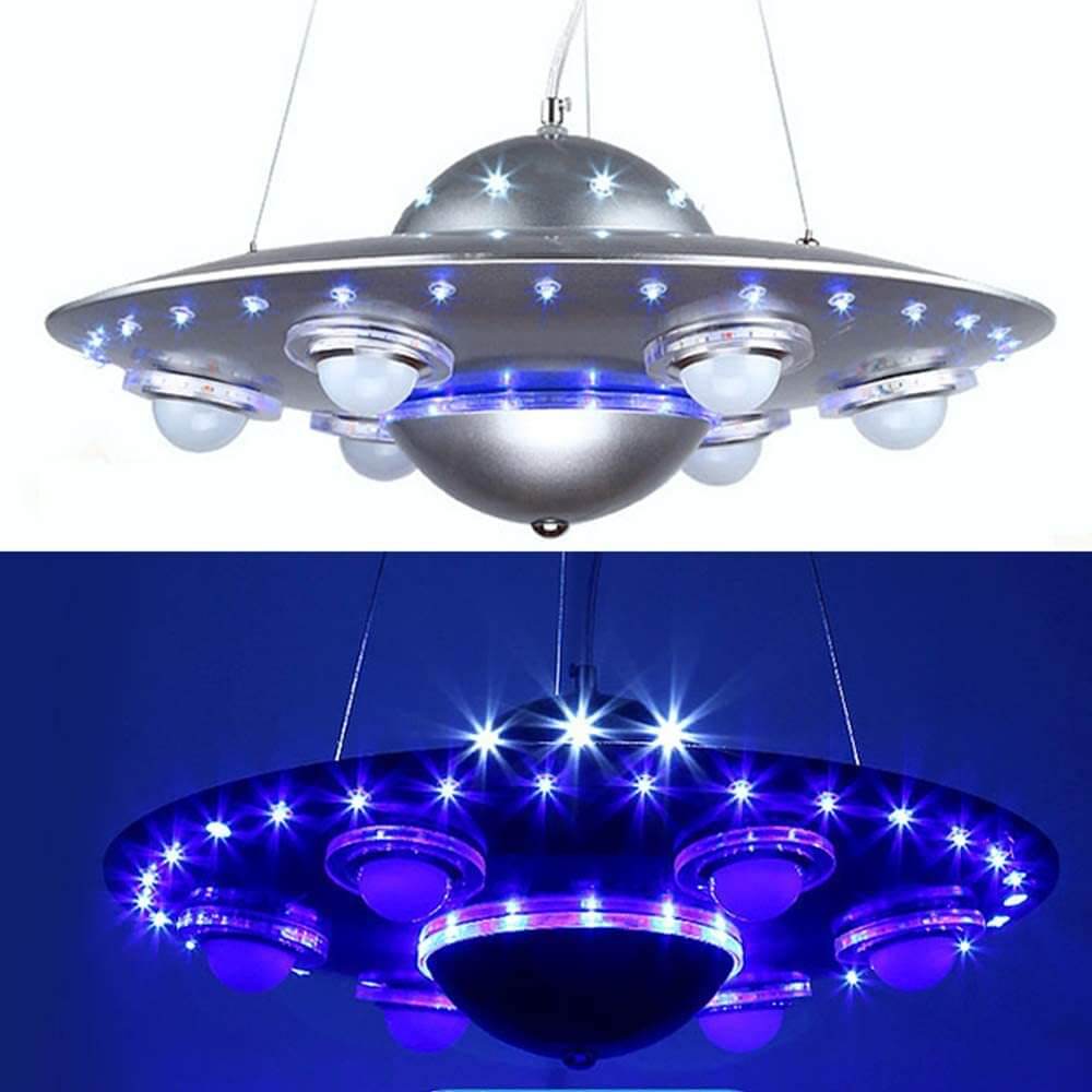 Lumendat Contemporary Creative Kids Spaceship Iron Glass LED Chandelier For Bedroom Lumendat
