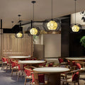 Modern Minimalist Weaving Hemp Ball Iron Drum 1-light Pendant Light for Living Room BulbSquare