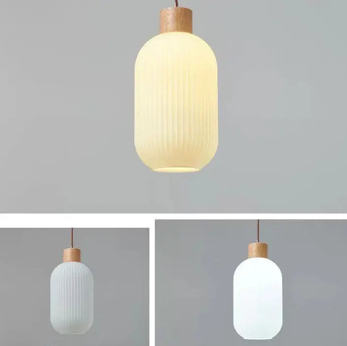 Japanese Minimalist Log Wood Strip Glass Jar 1/2/3 Light Island Light Chandelier Lumendat