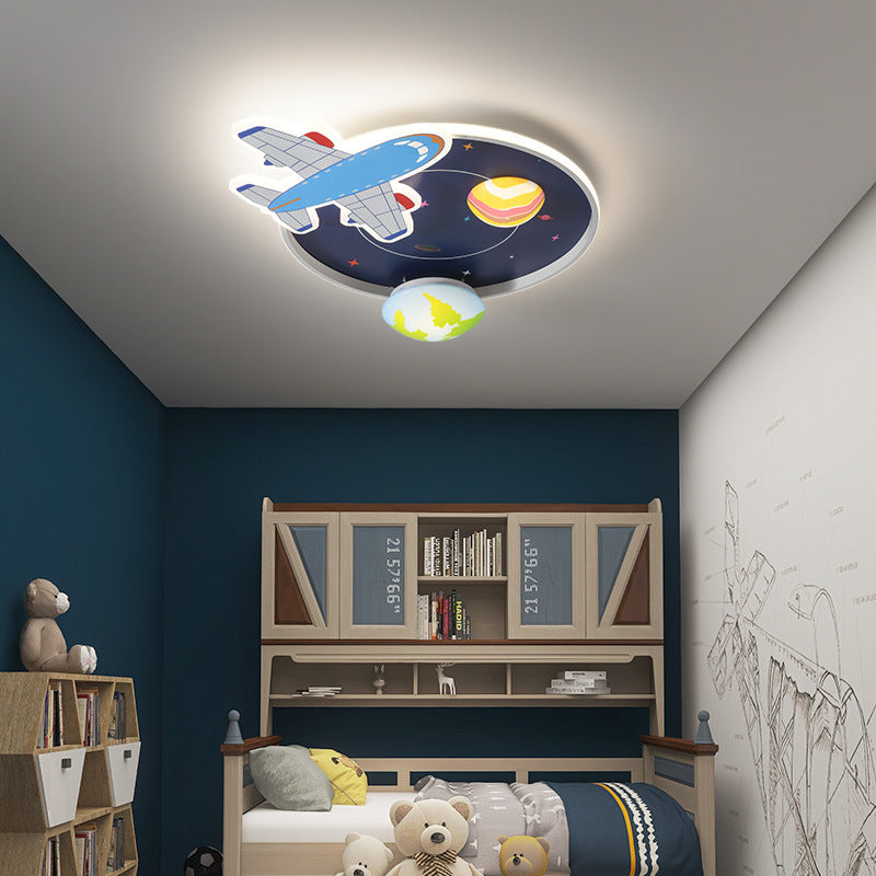 Lumendat Cartoon Creative Aircraft Space LED Kids Flush Mount Ceiling Light Lumendat