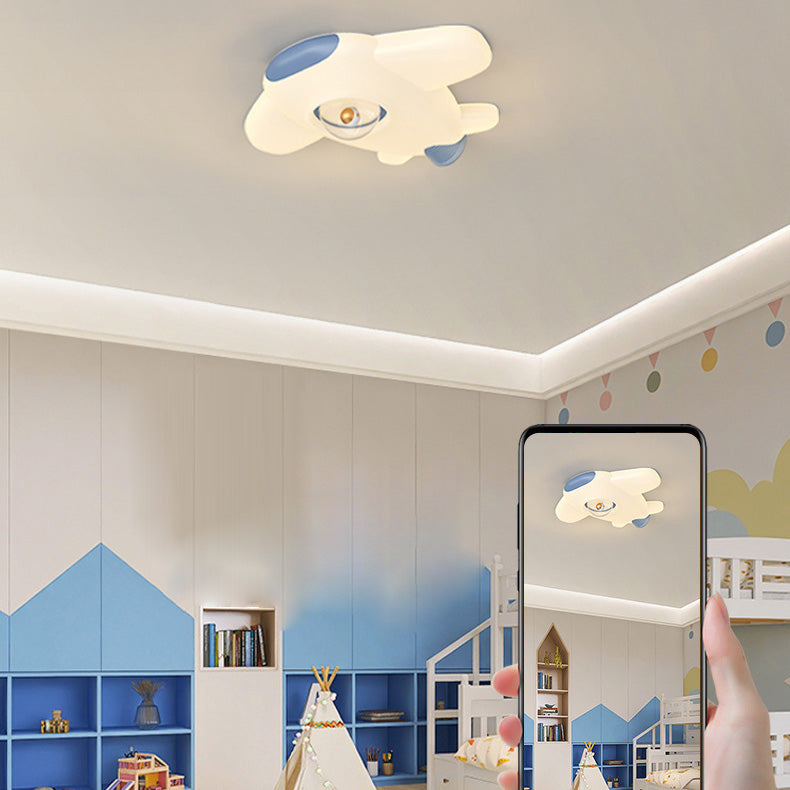 Lumendat Contemporary Creative Iron PE Cartoon Airplane Design LED Kids Flush Mount Ceiling Light For Bedroom Lumendat