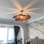 Contemporary Boho Petal Fabric Metal Lampshade 1-Light Pendant Light For Living Room Lumendat