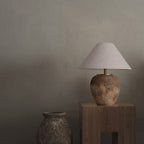 Modern Shabby Chic Cone Fabric Ceramic Jar 1-Light Table Lamp For Bedroom Lumendat