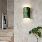 Contemporary Nordic Wavy Textured Resin Semicircle 2-Light Wall Sconce Lamp For Living Room