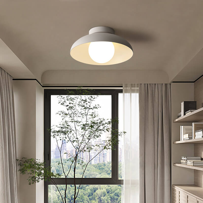 Japanese Wabi-sabi Iron Glass 1-light Semi-flush Mount Light