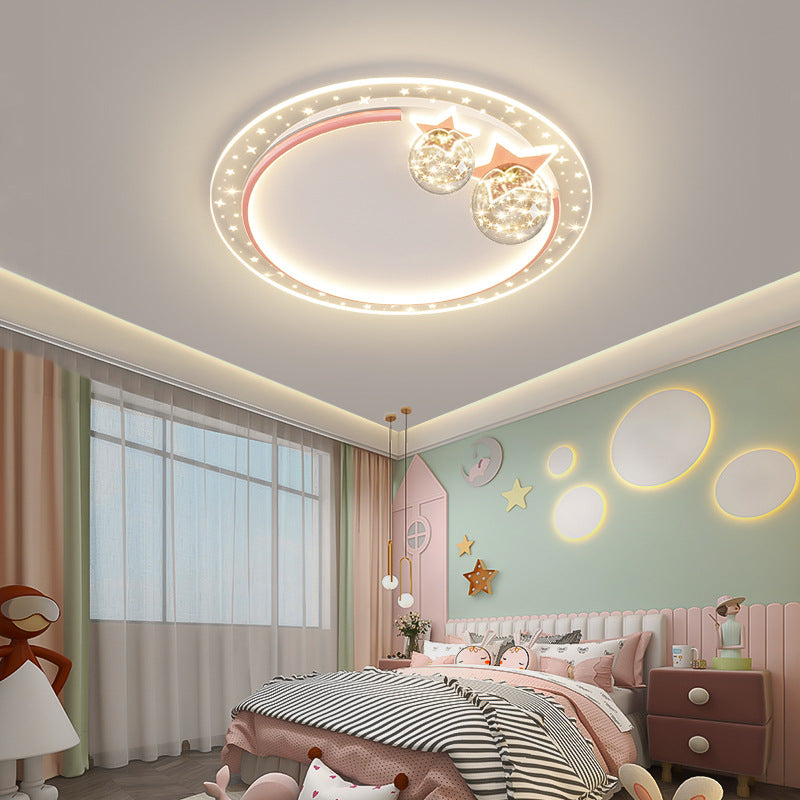 Lumendat Contemporary Creative Kids Round Orb Stars Hardware Acrylic LED Flush Mount Ceiling Light For Bedroom Lumendat