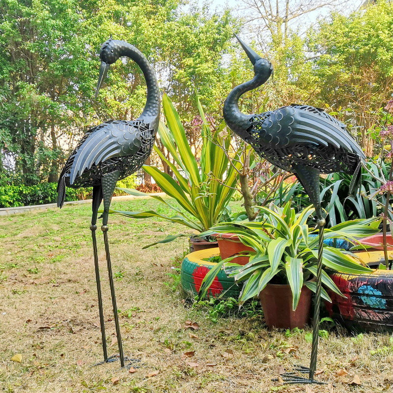 Contemporary Creative Iron Animal Crane LED Solar Waterproof Lawn Landscape Light For Outdoor Patio Lumendat