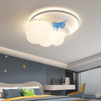 Lumendat Modern Kids Cloudy Airplane Iron Resin Rotomolded LED Flush Mount Ceiling Light Lumendat