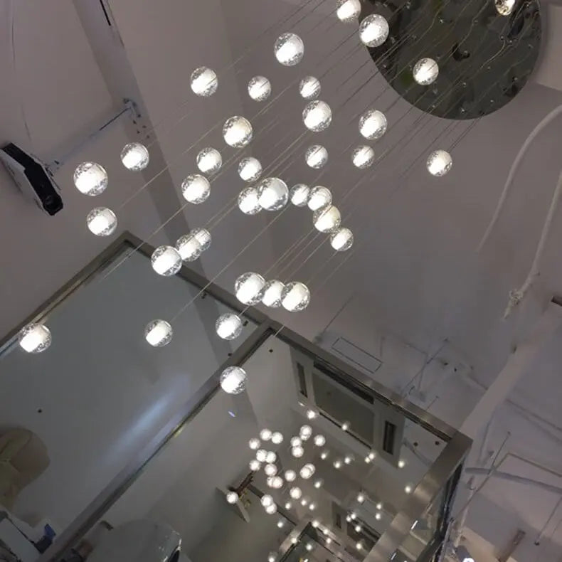 Modern Luxury Staircase Crystal Orb Ball Shade LED Loft Chandelier Lumendat