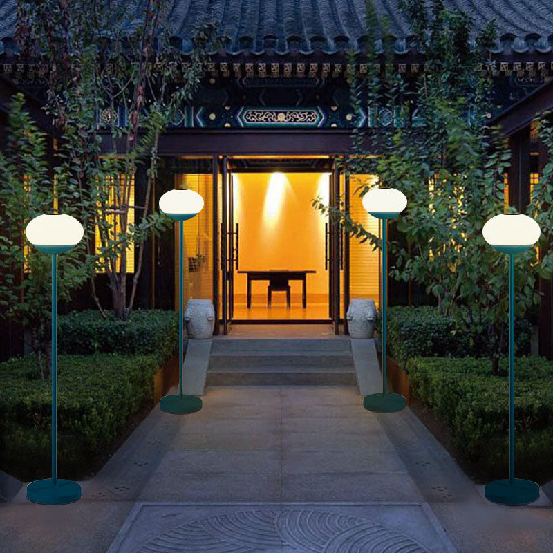 Solar Modern Minimalist Wrought Iron PE Oval LED Outdoor Standing Floor Lamp Lumendat