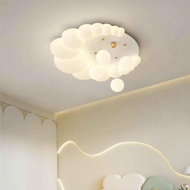 Lumendat Contemporary Nordic Kids Iron PE Elliptical Round Ball Flower Moon LED Flush Mount Ceiling Light For Bedroom Lumendat