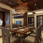 Japanese Vintage Triple Bamboo Weaving 1-light Pendant Light