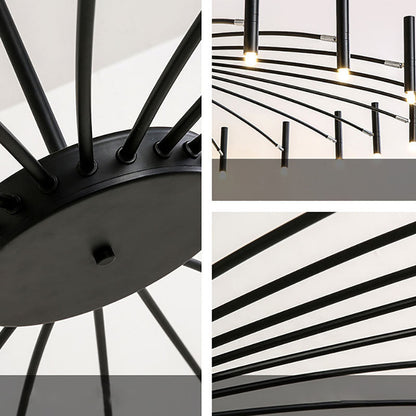 Contemporary Scandinavian Round Radioactive Iron Aluminum 12/24 Light Chandelier for Living Room