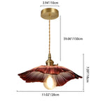 Traditional Vintage Lotus Leaf Glass Brass 1-light Pendant Light for Living Room BulbSquare