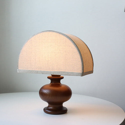 Japanese Wabi-sabi Vintage Solid Wood Fabric 1-Light Table Lamp Lumendat