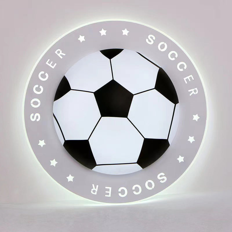 Modern Art Deco Soccer Ball Round Acrylic Iron LED Flush Mount Ceiling Light for Living Room