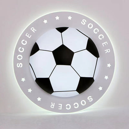 Modern Art Deco Soccer Ball Round Acrylic Iron LED Flush Mount Ceiling Light for Living Room