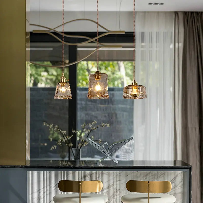 Vintage Amber Glass 1-light Pendant Light BulbSquare