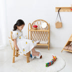 Lumendat Traditional Japanese Round Rattan Weaving Footstool Kids Backrest Chair For Entryways Lumendat