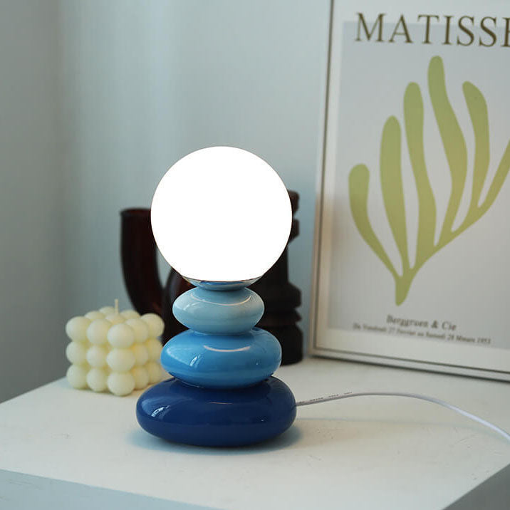 Modern Minimalist Pebble Ceramic Glass USB LED Table Lamp Lumendat