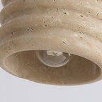 Japanese Wabi-sabi Yellow Travertine Cylinder Lampshade Wood 1-light Pendant Light Lumendat