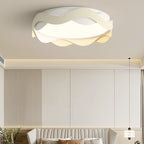 Contemporary Creative Cream Waves Round Acrylic Iron LED Flush Mount Ceiling Light for Living Room