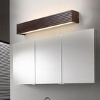 Traditional Chinese Striped Wood Cuboid LED Vanity Mirror Front Wall Sconce Lamp For Bathroom