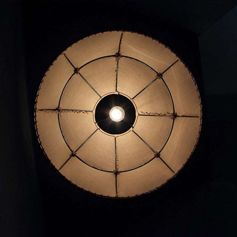 Traditional Rustic Fabric Semicircle Lampshade 1-light Pendant Light for Dining Room