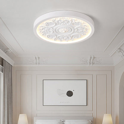 Modern Minimalist Carved Iron Resin Acrylic LED Flush Mount Ceiling Light for Bedroom
