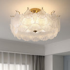 Traditional French Ginkgo Leaf Hardware Glass 5/8 Light Semi-Flush Mount Ceiling Light For Living Room Lumendat