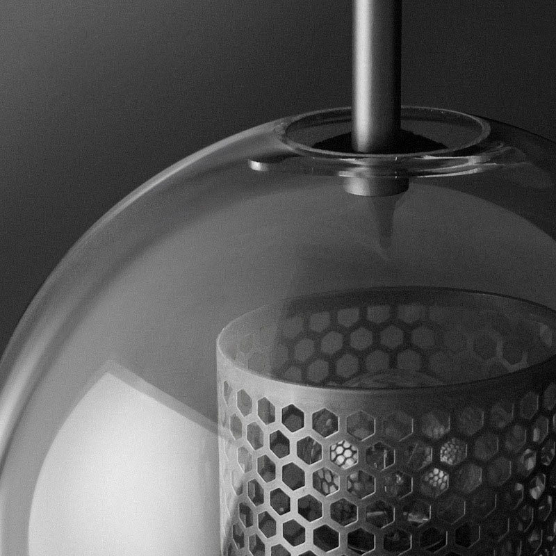 Contemporary Industrial Iron Finish Frame Spherical Glass Shade 1-Light Wall Sconce Lamp For Bedroom Lumendat